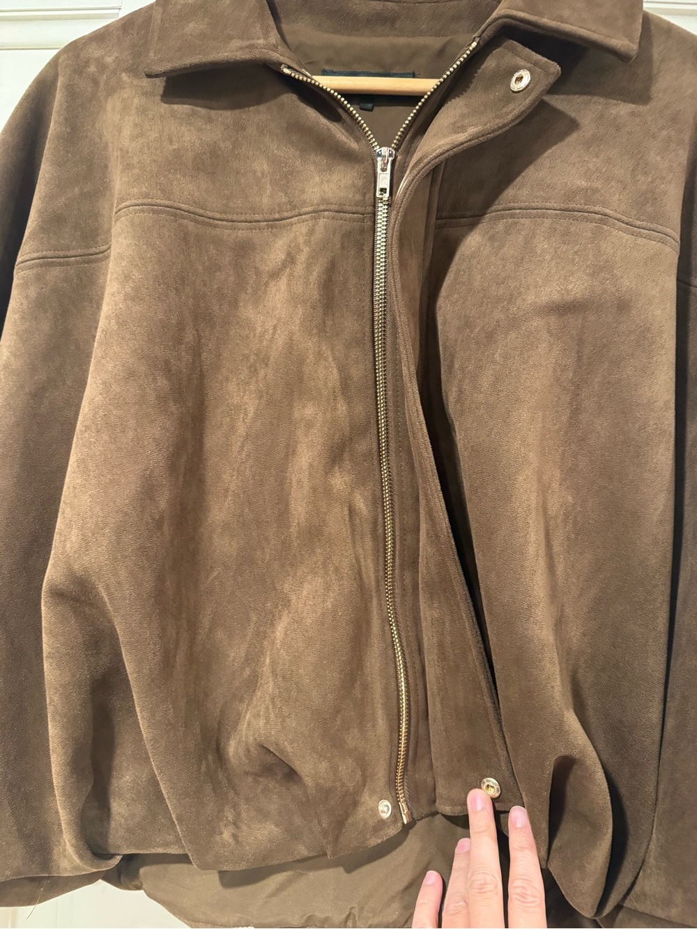 Zara Dark Brown Suede Effect Bomber Jacket - Picture 5 of 8